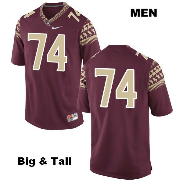 Men's NCAA Nike Florida State Seminoles #74 Derrick Kelly II College Big & Tall No Name Red Stitched Authentic Football Jersey ULG5869HZ